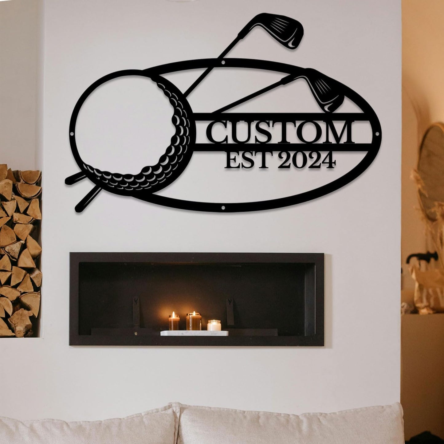 Golf Art Metal Signs,Custom Golf Metal Name Signs,Personalized Golf Signs,Black Golf Metal Wall Art Signs,Golfball Home Outdoor Metal Signs (Style L)