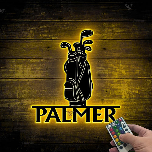 19th Hole Golf Flag for Boys Room – Personalized Disc Golfer Name Sign Home Decor, Sports Themed Lighted Sign for Golf Lovers, Rustic Bar or Man Cave Wall Art, Gift for Husband, or Dad Model-Disc09