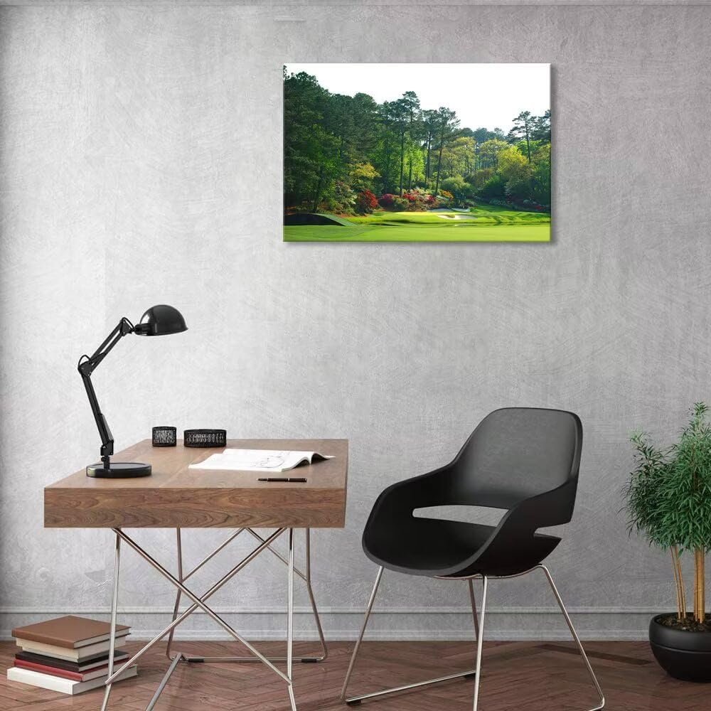 Augusta Golf Course Wall Art Golf Course Picture Poster Canvas Prints - Golf Wall Decor for Living Room Bedroom Home Decorations Framed Artwork Ready to Hang(24''H x 36''W)
