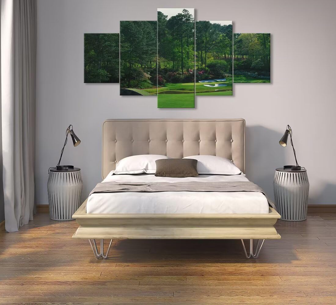 chenchenArt Augusta National Golf Course Wall Art for Living Room Bedroom Bathroom Home Decorations Augusta Golf Course Posters Canvas Prints Framed Ready to Hang(50''W x 24''H)