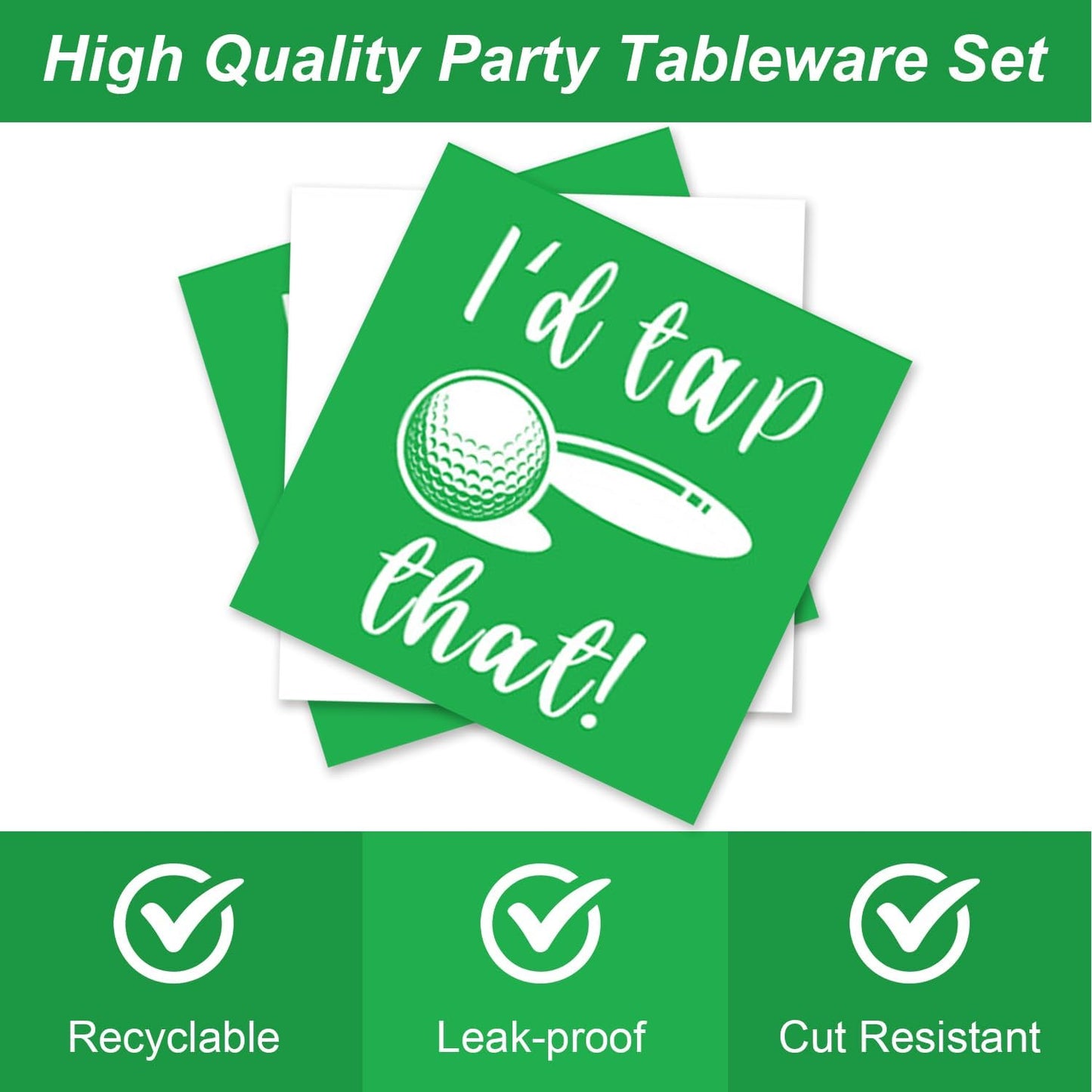 48Pcs Golf Birthday Decorations Let's Par-Tee Tableware Set Golf Cart Plates Napkins Forks Party Supplies for Birthday Decor Serves 16 Golf Themed Party Decorations