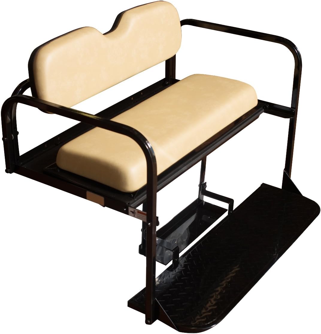 Performance Plus Carts EZGO TXT Golf Cart Flip Folding Rear Seat Kit | Compatible with 1994.5-Up Models (Tan)