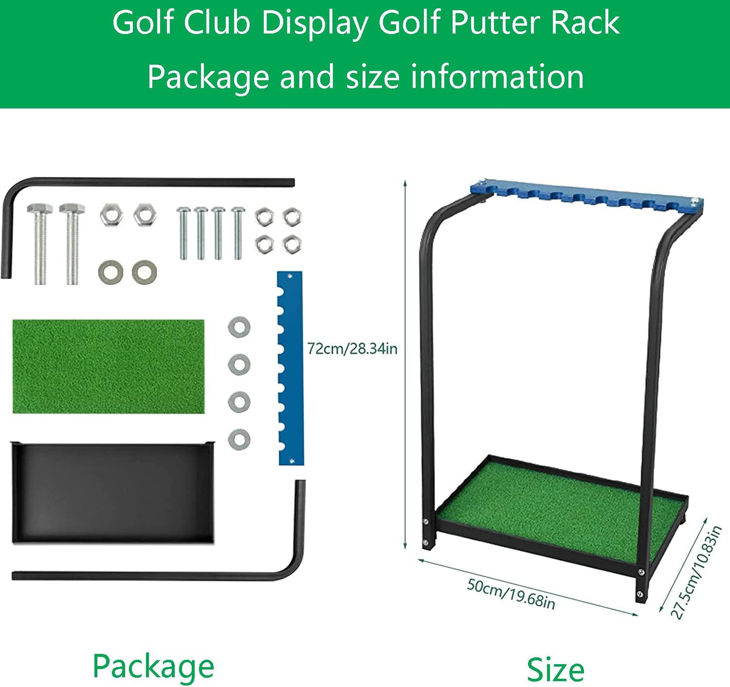 Nisorpa Golf Club Organizer Rack Golf Club Display Stand Rack Holder Shelf Golf Putter Rack Holder Stand 9 Putters Metal Golf Club Stand 9 Clubs with Artificial Grass Mat