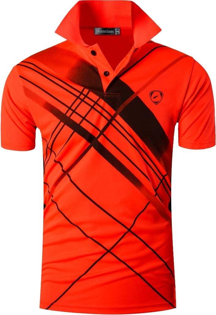 jeansian Men's Sport Outdoor Quick Dry Fit Short Sleeves Polo Tee Shirt Tshirt T-Shirt Tops Golf Tennis Bowling LSL195
