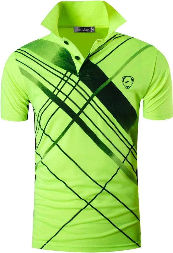 jeansian Men's Sport Outdoor Quick Dry Fit Short Sleeves Polo Tee Shirt Tshirt T-Shirt Tops Golf Tennis Bowling LSL195