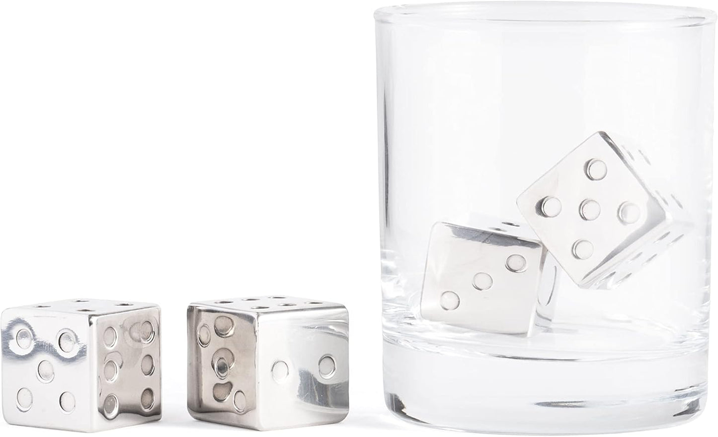 Outset Stainless Steel Whiskey Stone Set, 4 Dice Chillers