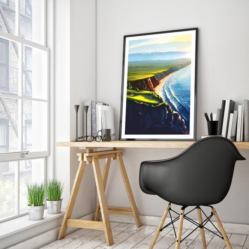 Nationcog Cabot Cliffs Golf Print, 16th Hole - Cape Breton, Canada Golf Poster, Cabot Cliffs Golf Poster, Nova Scotia Golf Course Art, Scenic Coastal Golf Print (Unframed) (16x24)