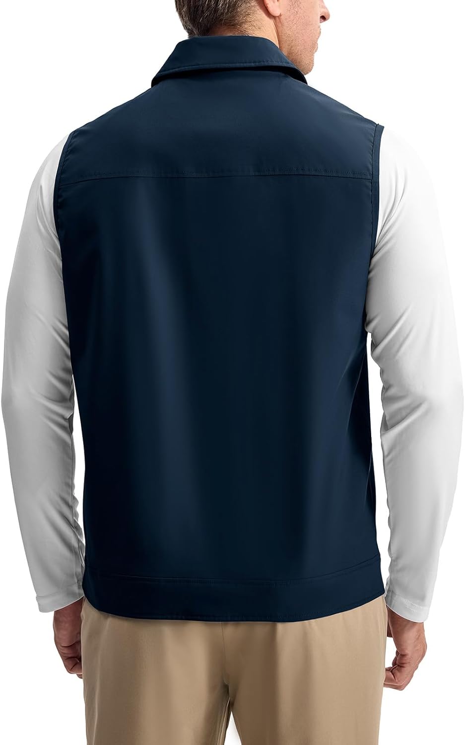 Rdruko Men's Golf Vest Lightweight Outerwear Windproof Water Resistant Grid Lining Vest with Zipper Pockets for Casual