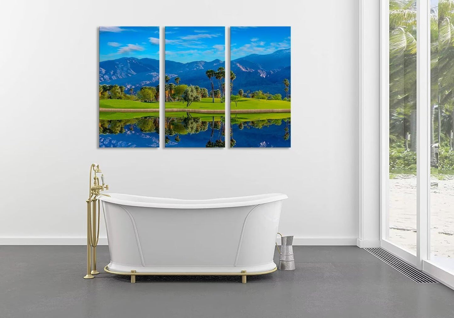 chenchenArt USA California Golf Course Wall Art for Living Room Bedroom Bathroom Home Decorations Golf Course Pictures Posters Canvas Prints Modern Artwork Framed Ready to Hang(14''W x 28''H x3)