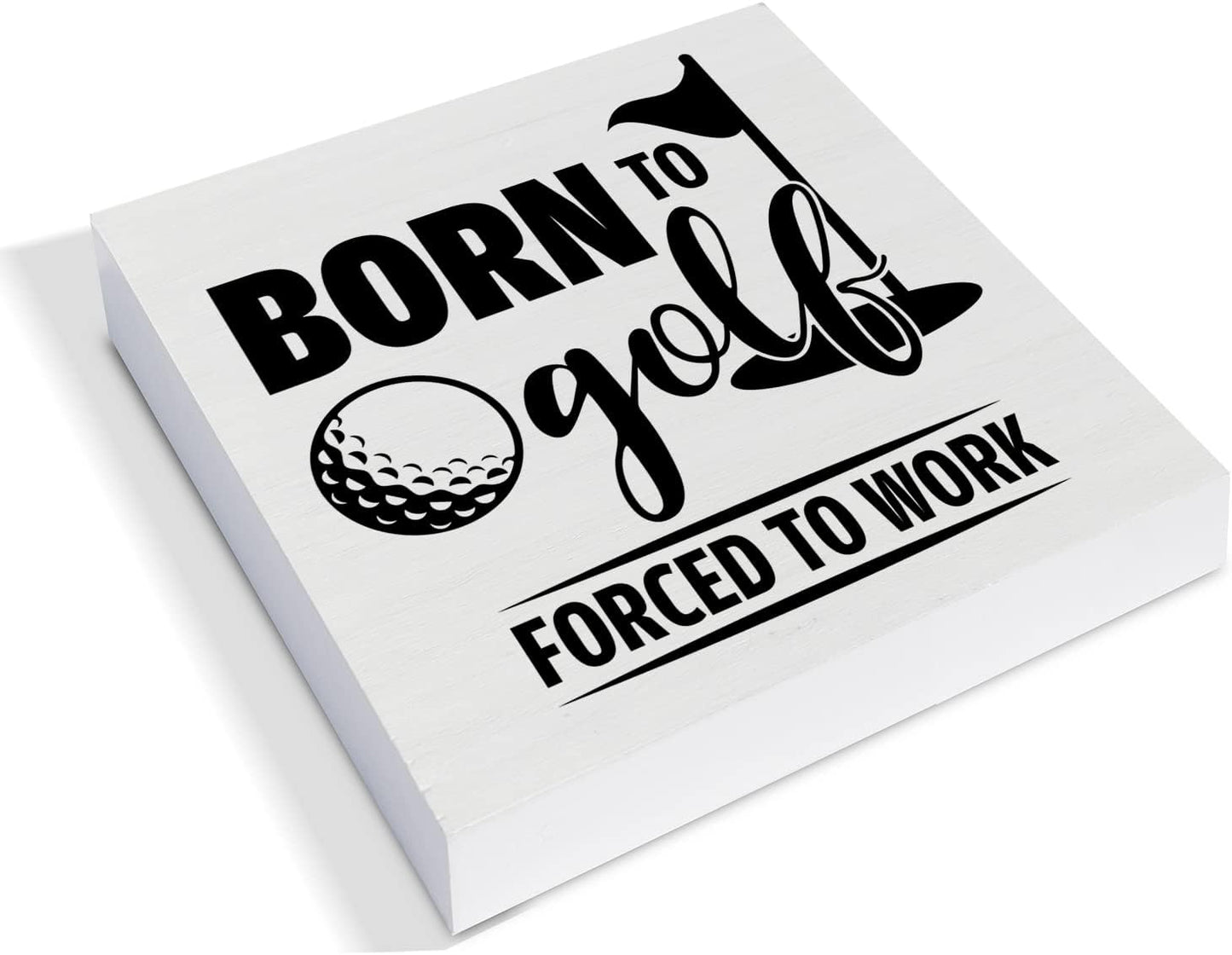 Born to Golf Wood Box Sign Decor Desk Sign Golfing Wooden Box Block Sign Rustic Home Office Shelf Wall Decoration Gift for Golf Lover Golfer