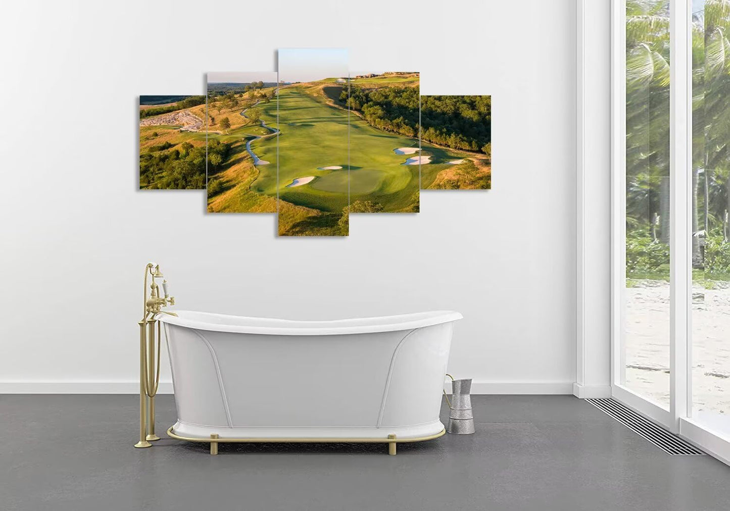 chenchenArt Paynes Valley Golf Course Wall Art for Office Living Room Bedroom Wall Decorations Paynes Valley Golf Course Picture Poster Canvas Prints Framed Ready to Hang(60''W x 32''H)