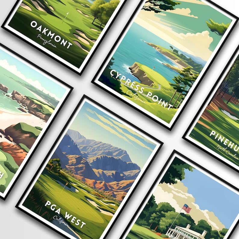 Nationcog PGA West Golf Wall Art Print, California Desert Landscape Poster for Office or Home, Bold Golf Decor for Men, Gift for Dad or Golf Lovers, Scenic Southwest Accent (Unframed) (12x18)