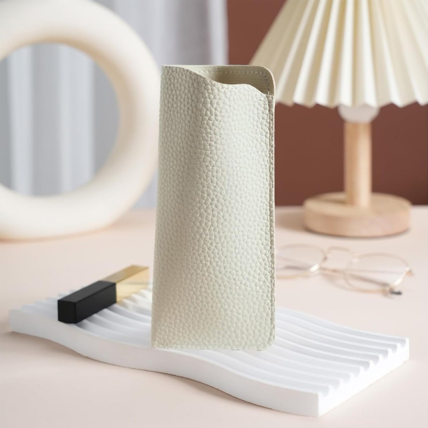 Mirkcittle Cases for eyeglasses 2 Pack Soft Leather for Women Men Fashion PU Sunglasses Pouch Portable Travel Glasses Cases