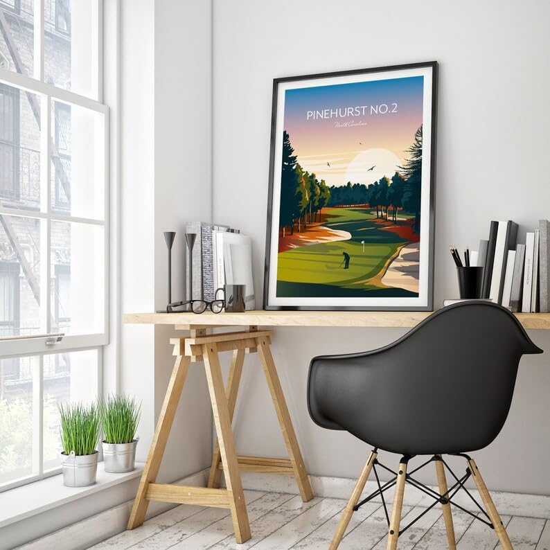 US Open Pinehurst No.2 Golf Print, US Open North Carolina, North Carolina Golf Art, Vintage Golf Print, Golf Championship Wall Decor, Scenic Golf Landscape (Unframed) (11x14)