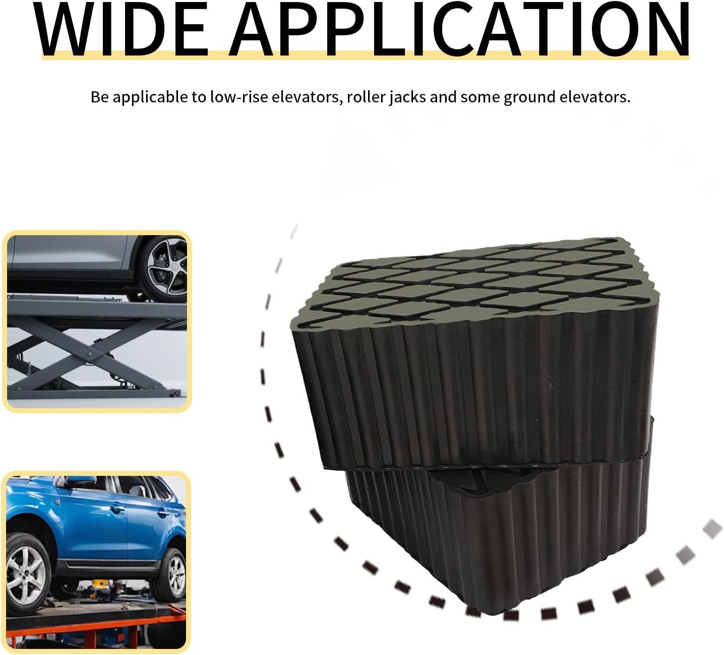 Solid Rubber Auto Lift Block Spacer Pad, Universal Rubber Lift Pads, 6-3/8" x 4-3/4" x 3-1/8" Heavy-Duty Lift Pads for Automobile Lifts, Jacks, Racks, 3000 lbs Capacity, 4Pack