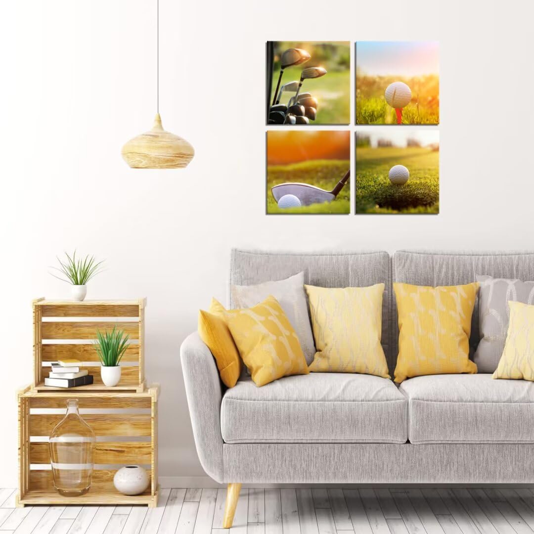 Pankila USA Golf Wall Art Golf Pictures Canvas Prints California Golf Course Wall Decor for Living Room Bedroom Home Decorations Painting Framed Artwork Ready to Hang (24''W x 24''H x 4)