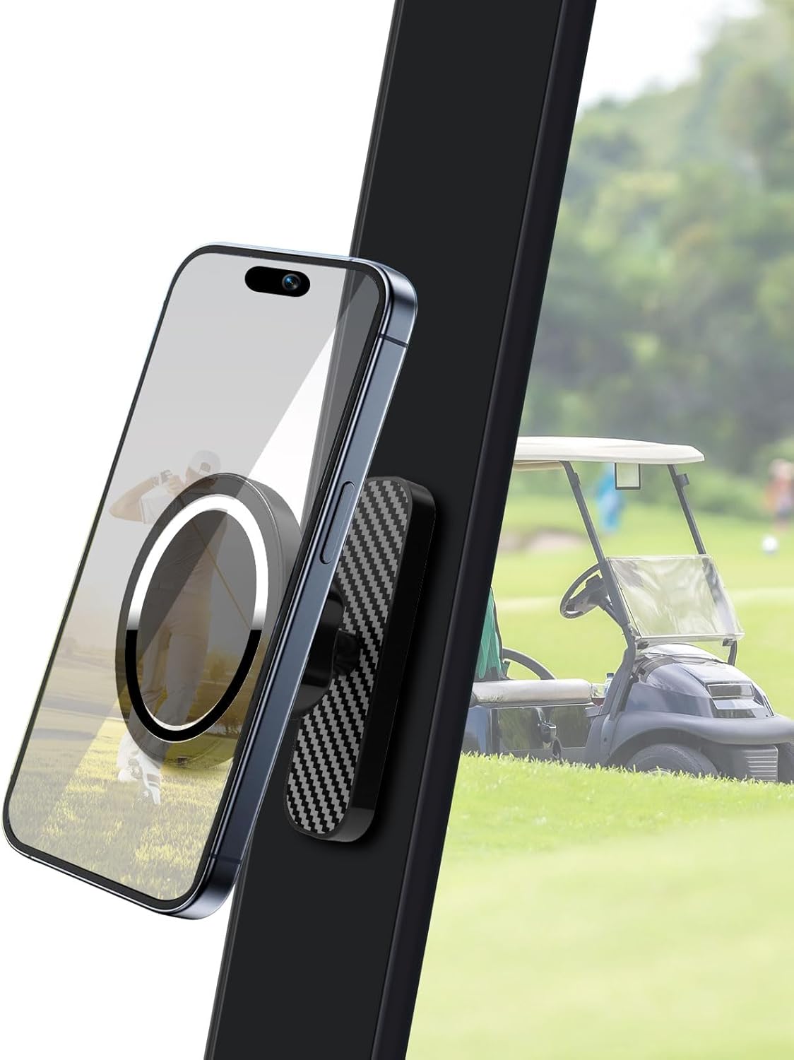 Magnetic Golf Cart Phone Holder - N52 Super Strong Magnet, 360 ° Rotatable, Anti Shake Design, Compatible with iPhone 17 Pro Max/Galaxy, Suitable for Club Cars/Gyms/Yamaha, Trucks, EZGO