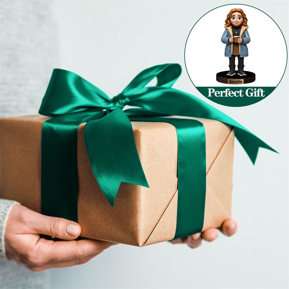 Personalized Family Photo Cartoon Desktop Decor Custom 2D Birthday Portrait Figurine Plaque with Name Picture Acrylic Sculpture Desk Sign Ornament for Men Women Family Couple Christmas Birthday,05