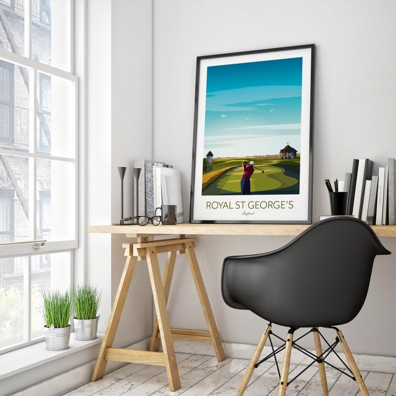 Royal St George's Golf Print - The Open Championship Poster, Royal St George's Golf Poster, England Golf Course Print, Golf Wall Art, Open Championship Artwork, Golf Decor (Unframed) (24x36)