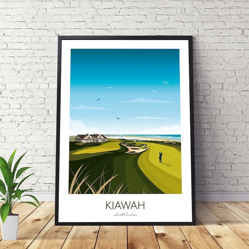 Kiawah Island Golf Print - Ocean Course Clubhouse - US PGA Championship; Kiawah Golf Poster; Kiawah Island Print; South Carolina Golf; Vintage Golf Artwork (Unframed) (12x18)