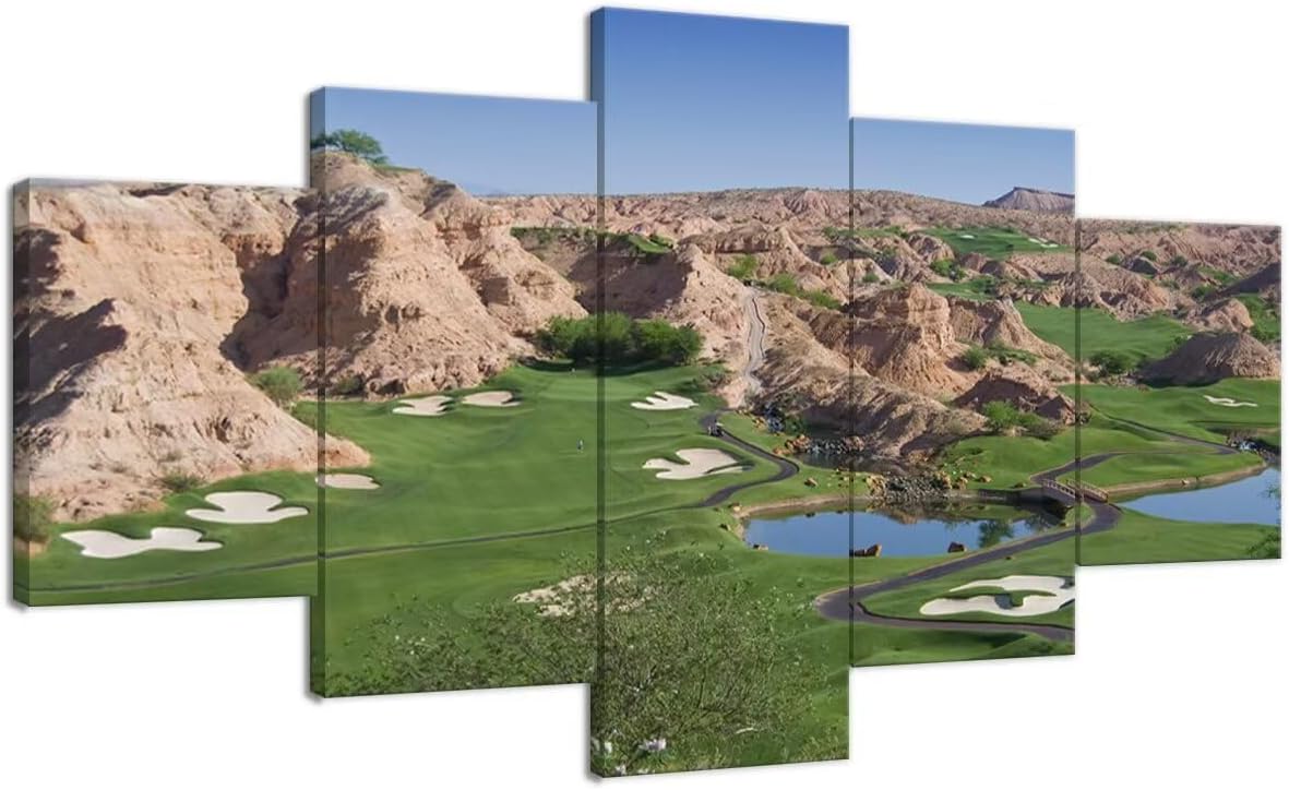 Wolf Creek Golf Course Canvas Wall Art for Living Room Bedroom Bathroom Home Decorations Golf Course Pictures Posters Wall Decor Framed Artwork Ready to Hang(60''W x 32''H)
