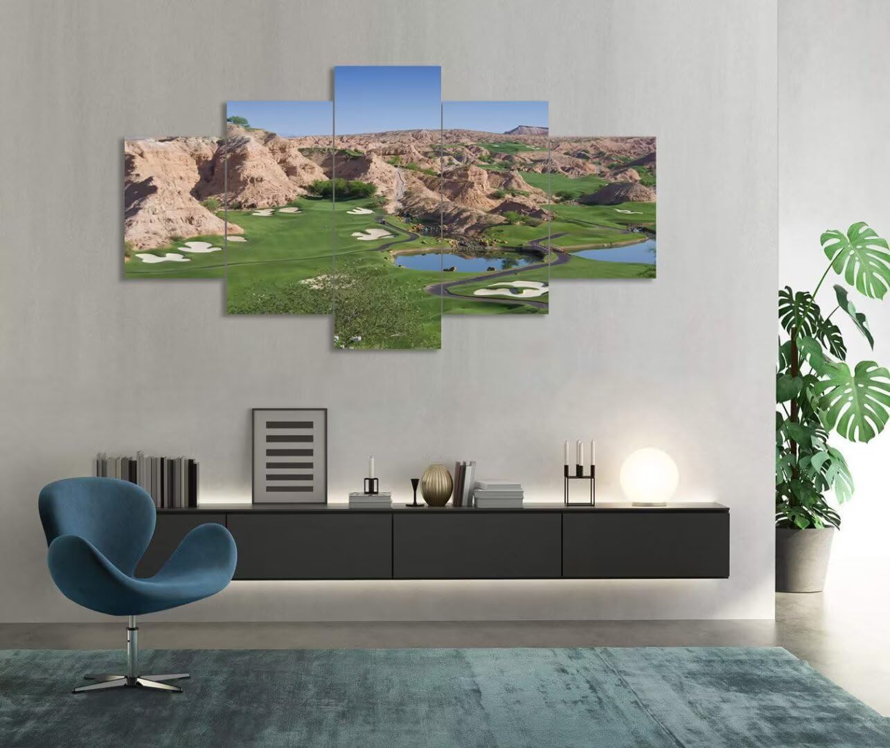 Wolf Creek Golf Course Canvas Wall Art for Living Room Bedroom Bathroom Home Decorations Golf Course Pictures Posters Wall Decor Framed Artwork Ready to Hang(60''W x 32''H)