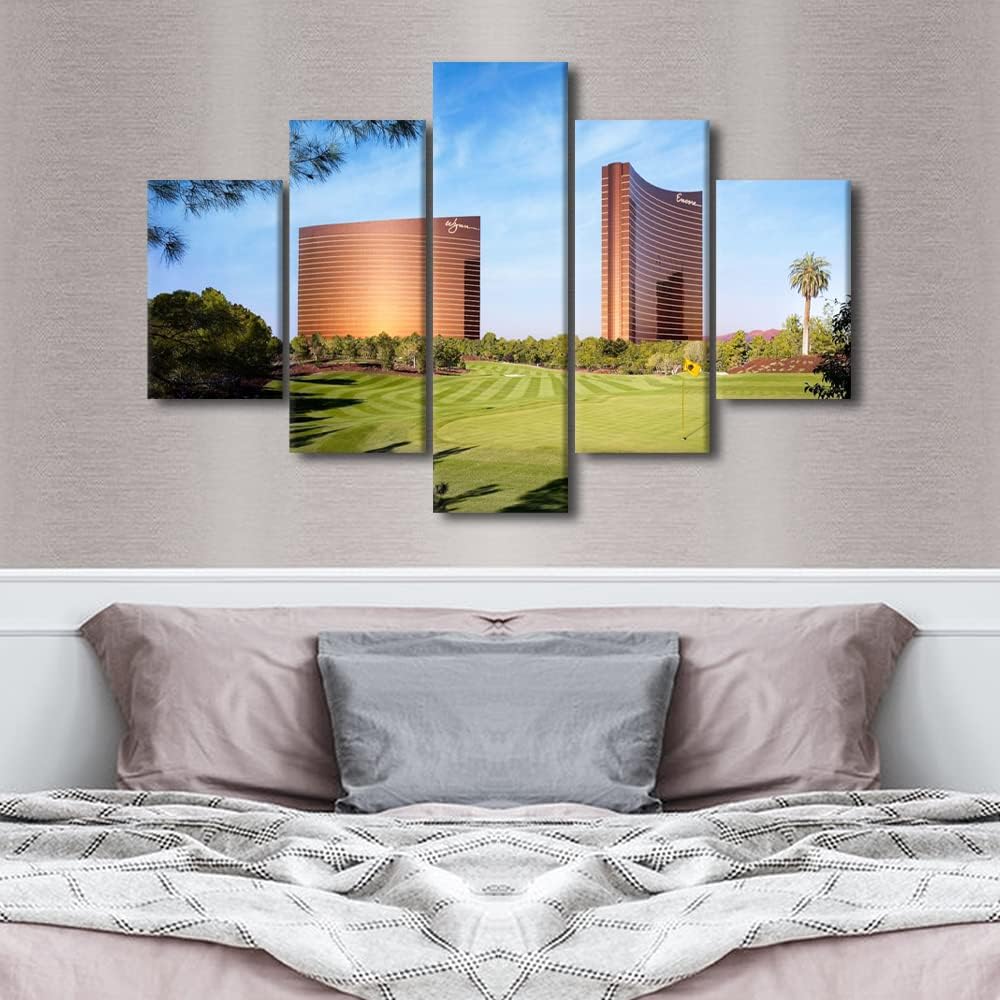 Bedroom Decor for Boy Room Native Golf Course Decor Pictures Nevada USA Paintings 5 Pcs/Multi Panel Wynn Las Vegas Canavs Artwork Home Decor Giclee Gallery Wrapped Stretched Ready to Hang - 60"Wx40"H