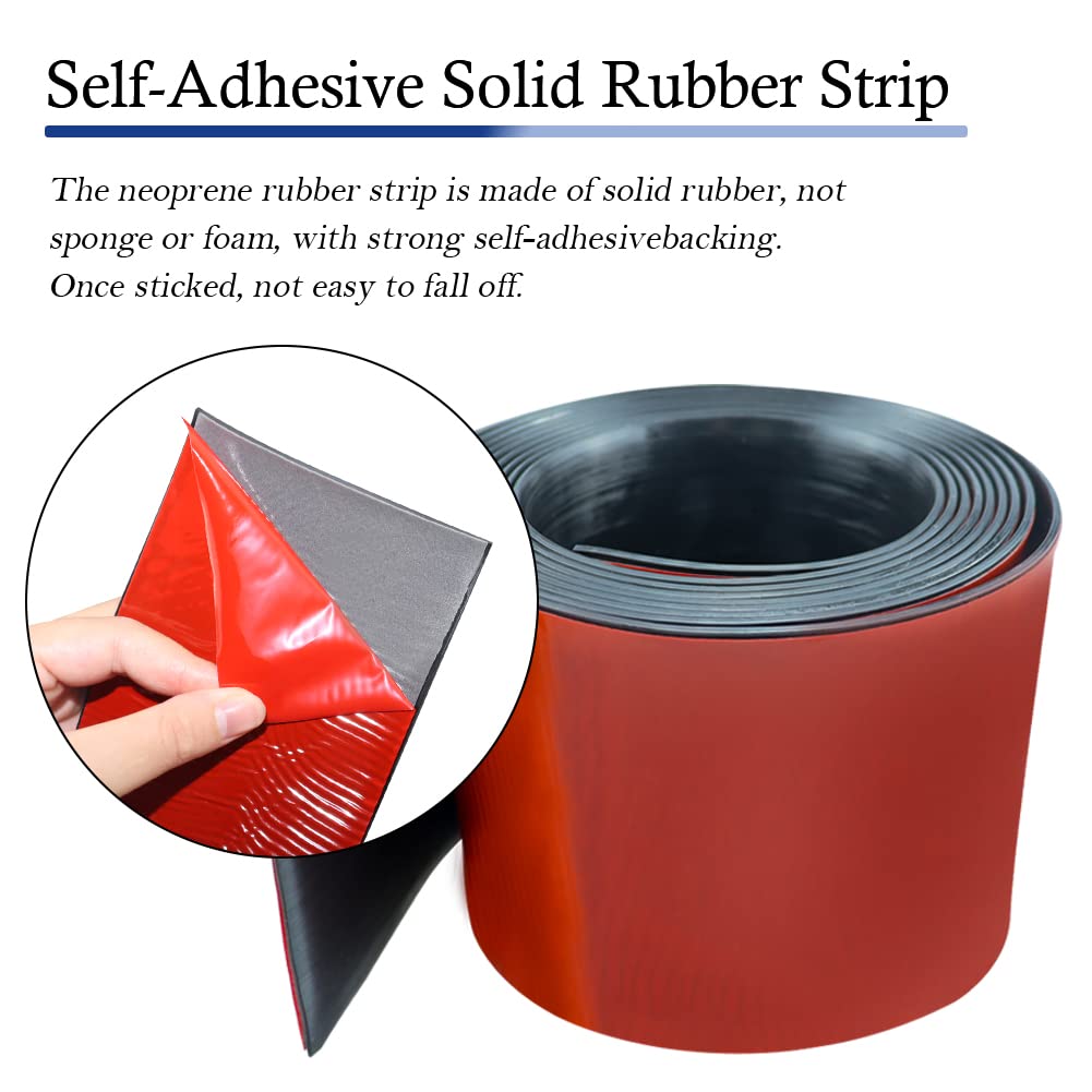 Neoprene Rubber Strips Self Adhesive Solid Rubber Sheets, Rolls & Strips for DIY Gaskets Crafts Pads Seals Warehouse Flooring Neoprene Sheet with Adhesive Backing (4" Wide x 1/16" Thick x 40' Long)