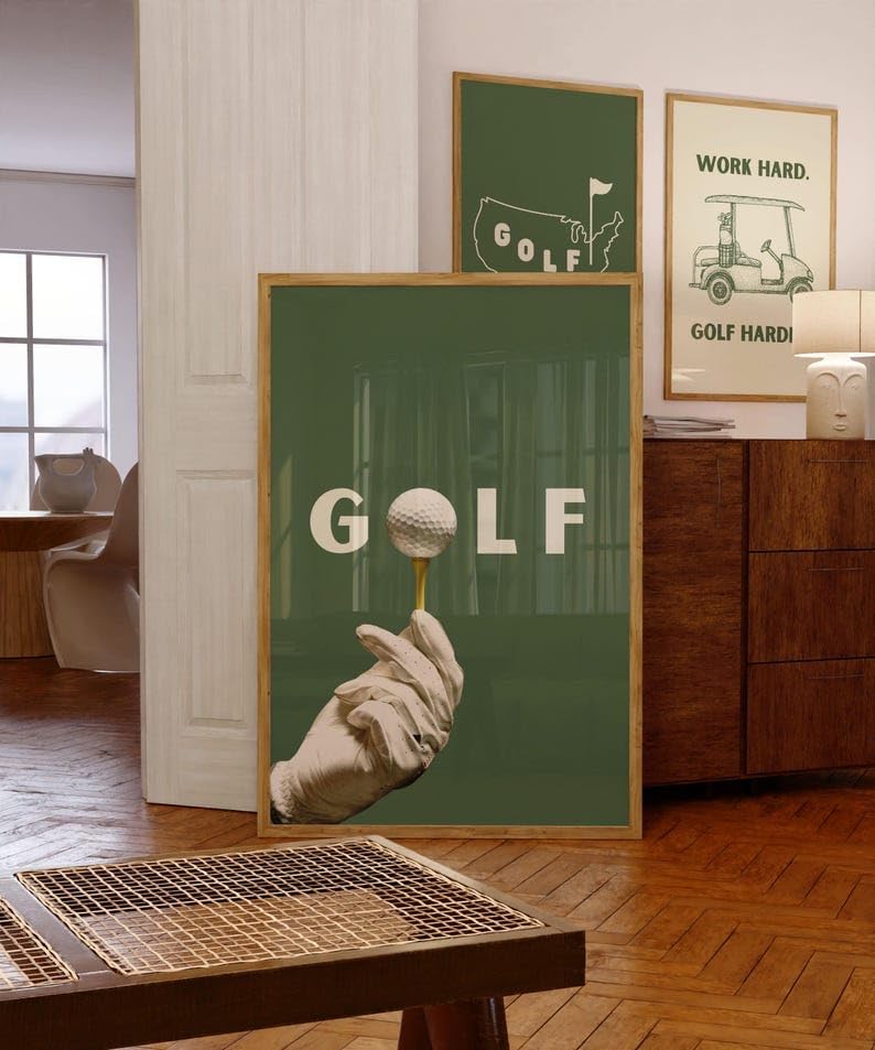 Golf Wall Art Print, Modern Golf Ball Poster, Trendy Collage Sports Decor, Green Golf Course Artwork, Unique Gifts for Golfers, Contemporary Home Wall Art, Stylish Gift for Him (Unframed) (20x30)