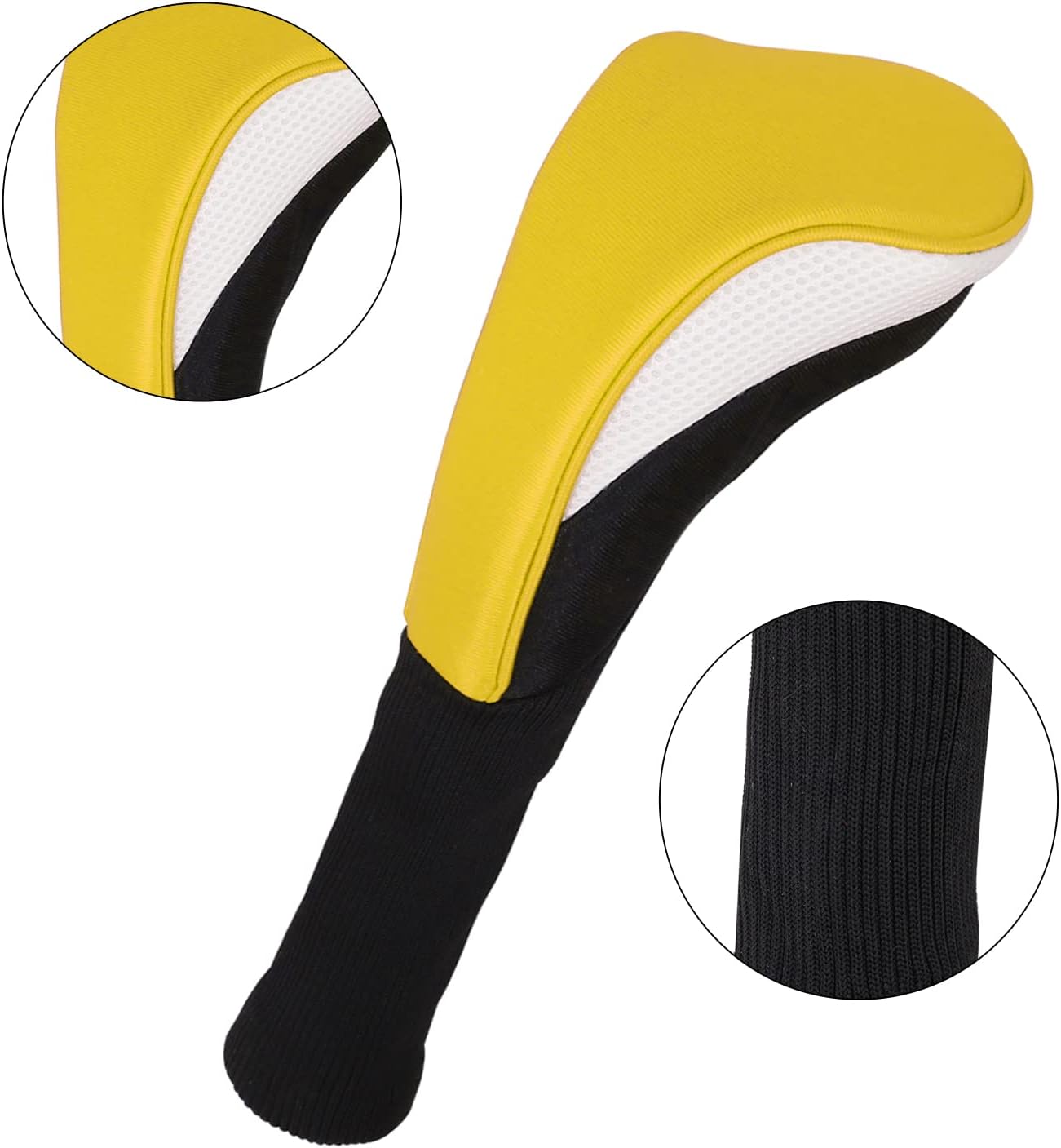 Black Golf Club Head Cover for Driver Fairway 3 Pcs Woods Headcovers, Golf Accessories Hybrid Head Covers Set with Interchangeable Tags 3 4 5 7 X