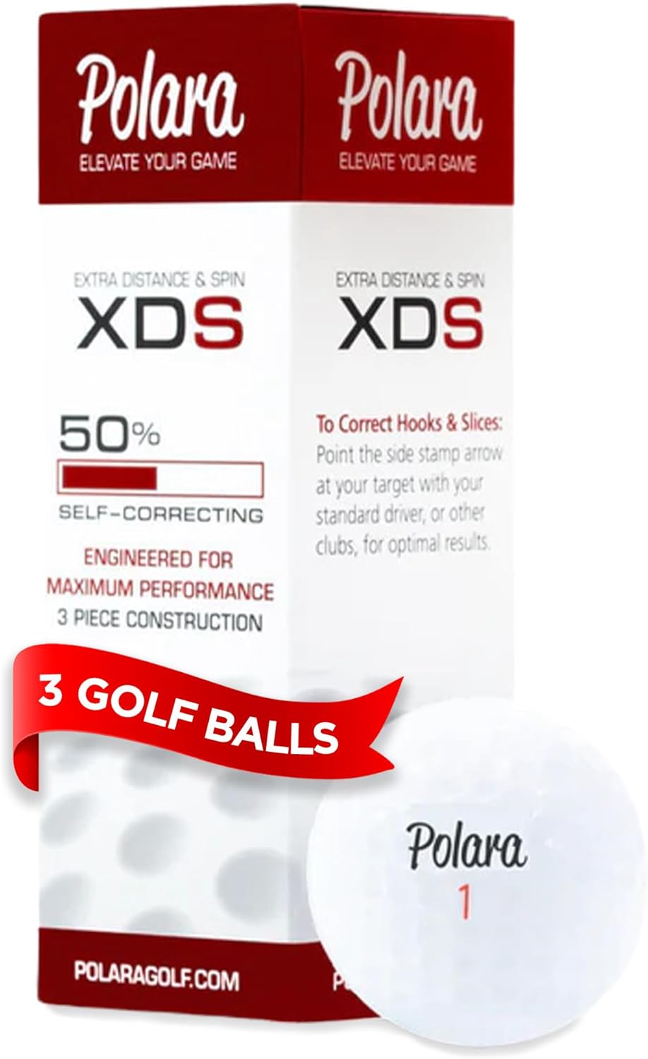 Polara Golf Self-Correcting Golf Balls – Soft Feel, Anti-Slice & Hook Correction, Exceeds USGA Limits, Dimple Pattern, High-Performance Balls for Men & Women
