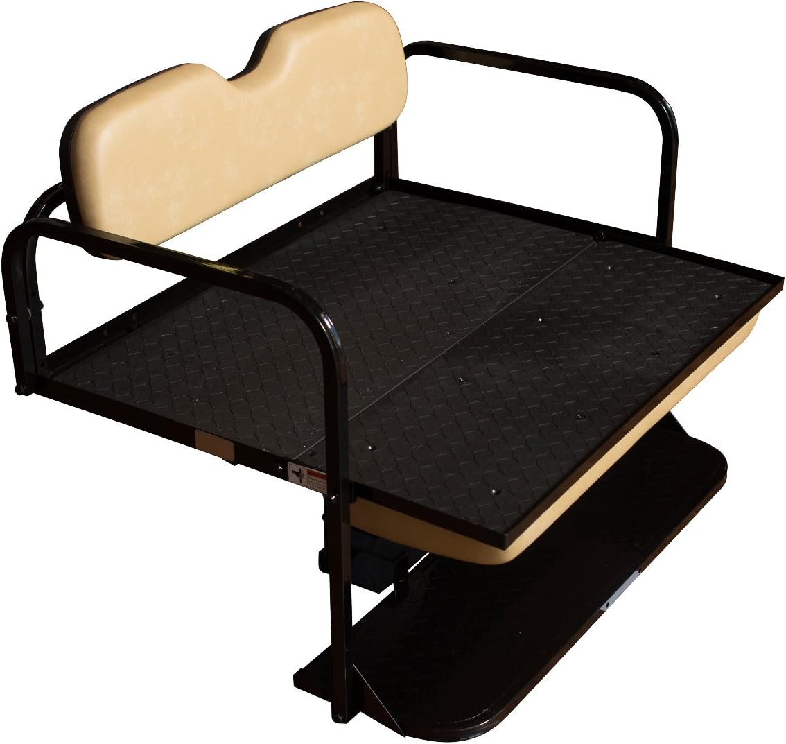 Performance Plus Carts EZGO TXT Golf Cart Flip Folding Rear Seat Kit | Compatible with 1994.5-Up Models (Tan)