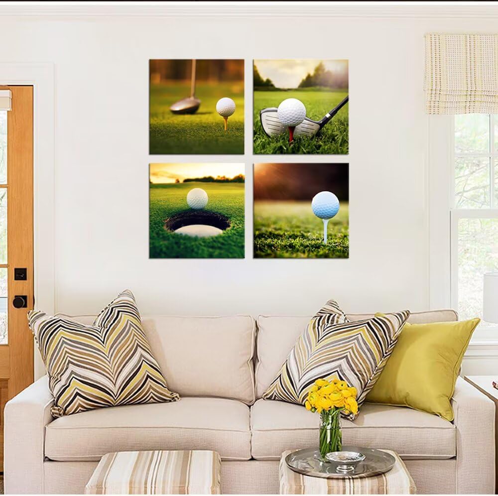 Pankila Golf Wall Art Sunrise Golf Pictures Canvas Prints Golf Course Wall Decor for Living Room Bedroom Bathroom Home Decorations Painting Framed Artwork Ready to Hang (20''W x 20''H x 4)