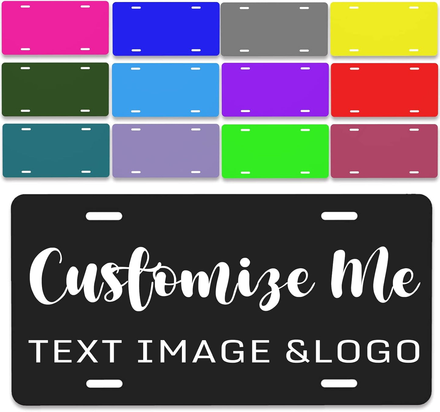 Custom License Plate 4x2/7x4/12x6 Inch Personalized Front License Plate Novelty Customized Car Tags Plates for Front of The Car,12"x6",Style 1