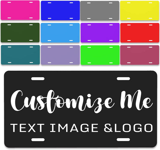 Custom License Plate 4x2/7x4/12x6 Inch Personalized Front License Plate Novelty Customized Car Tags Plates for Front of The Car,12"x6",Style 1