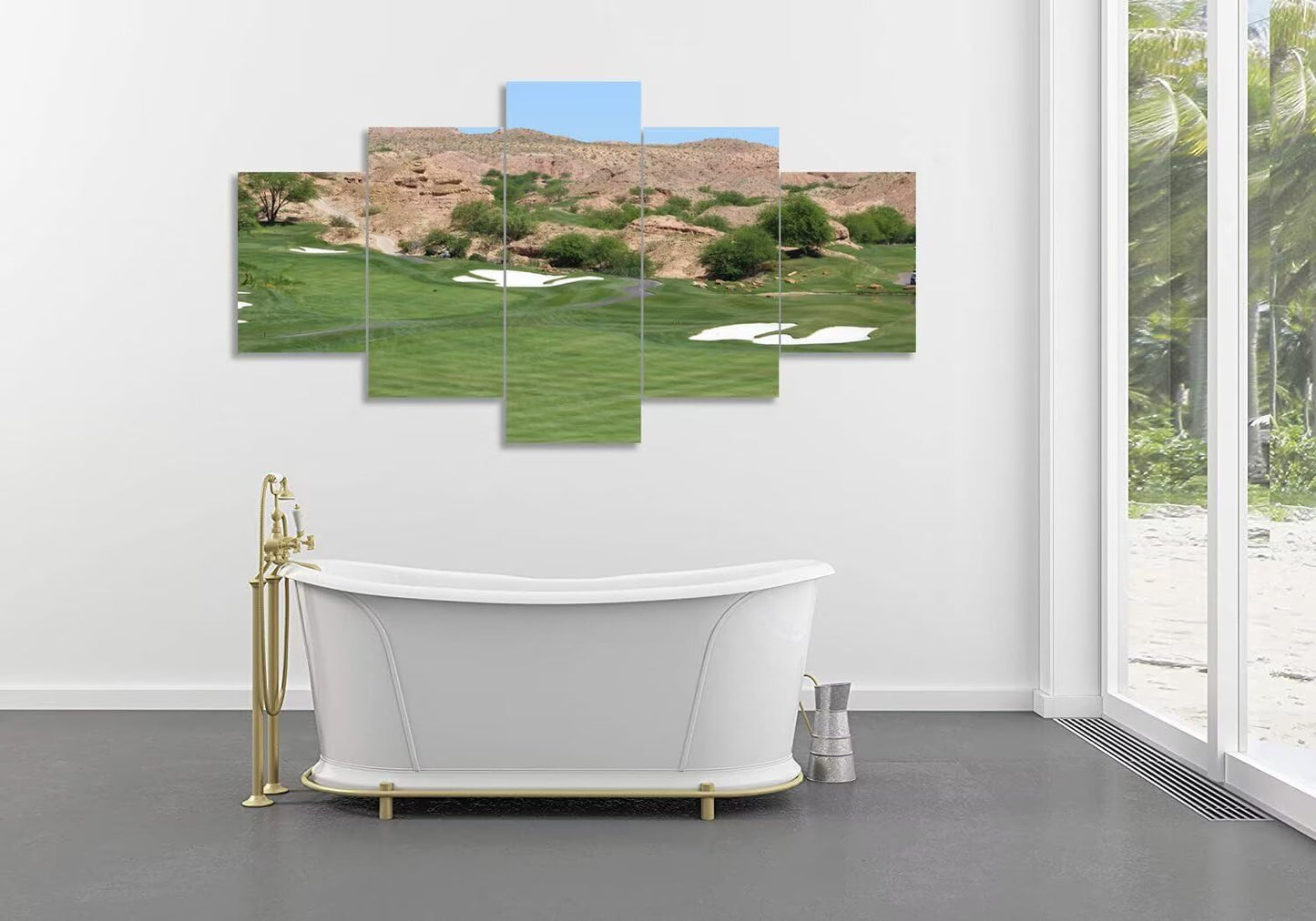 USA Canyons Golf Desert Wall Art for Office Living Room Bedroom Bathroom Wall Decorations Golf Pictures Posters Framed Artwork Canvas Prints Ready to Hang(60''W x 40''H)