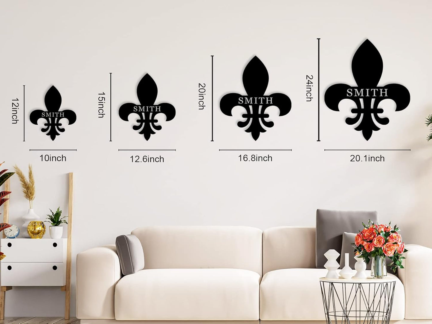 Personalized Fleur de Lis Metal Wall Sign, Personalized Metal Sign, Custom Fleur de Lis Name Signs,Last Name Signs, Custom Front Door Hanger,Wedding Gift