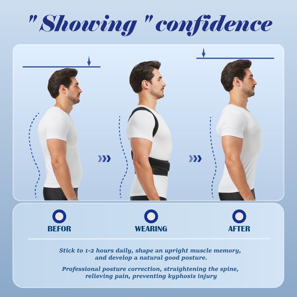 Posture Corrector for Women and Men, Upper and Lower Back Brace for Back, Shoulder, Neck Pain Relief, Fully Adjustable Back Straightener for Scoliosis, Hunchback, Hump, Thoracic, Lumbar Support