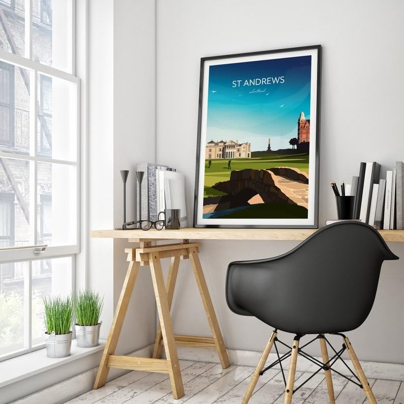 Nationcog Golf Print of St Andrews 18th Hole - Scotland, St Andrews Golf Poster, Vintage Golf Travel Poster, Scotland Golf Course Art, Golf Course Wall Art, St Andrews Print (Unframed) (9x11)