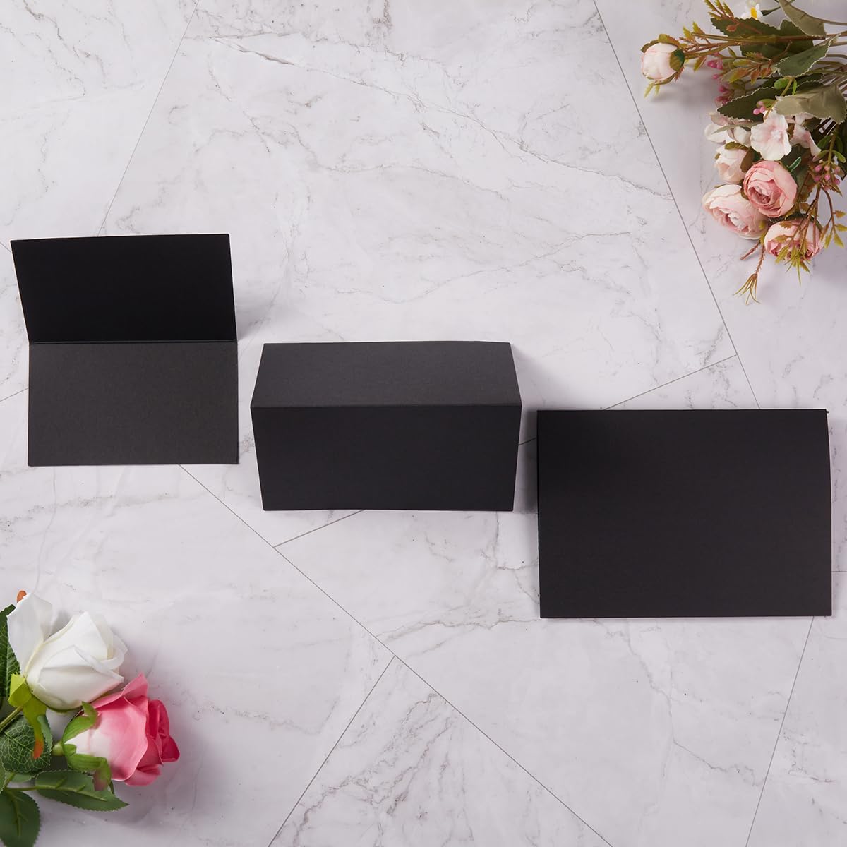50 Pack Blank Cards Folded Cardstock Thank You Blank Greeting Cards for Invitations, Wedding, Greeting Cards, All Occasion DIY (Black, 3x5)