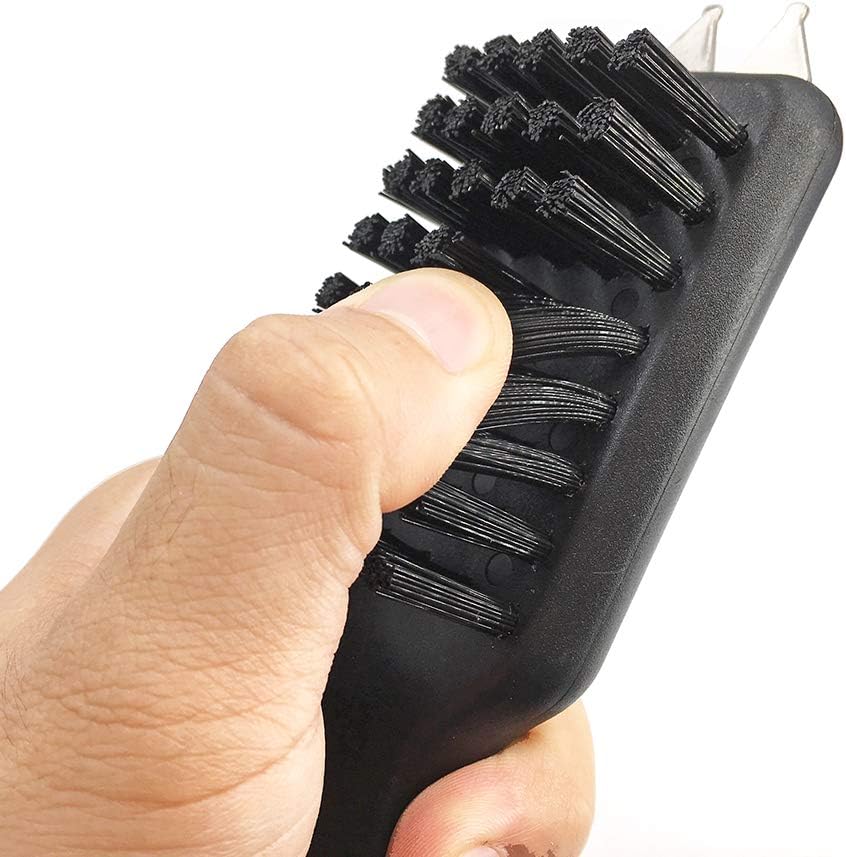 Durable Golf Club Groove Cleaner Brush and Shoes Brush With Handle - Dirt Mud Remover Tool for Golf Clubs and Shoes - Retractable Zip-line Aluminum Carabiner