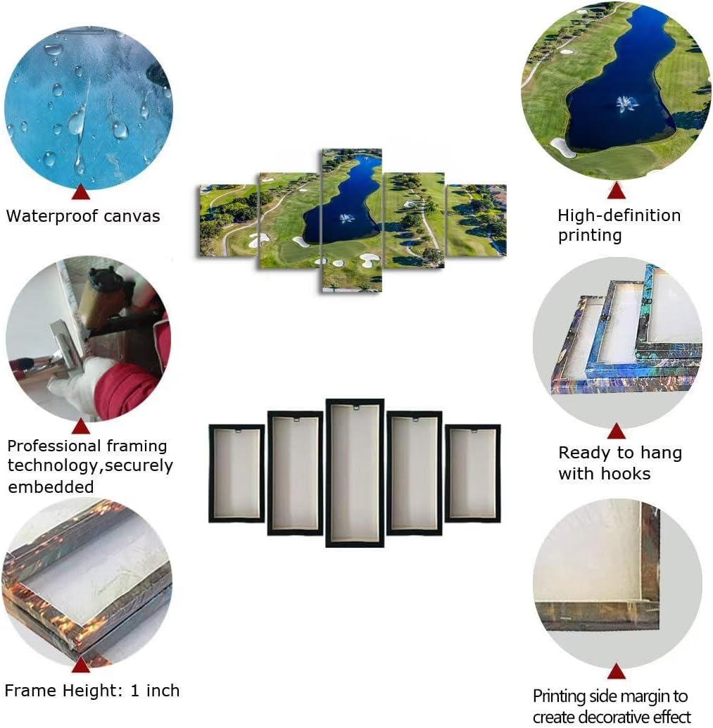 WESTON FL USA Golf Course Canvas Wall Art for Office Golf Course Wall Decor for Living Room Bedroom Bathroom Home Decorations Golf Course Pictures Framed Artwork Ready to Hang(50''W x 24''H)