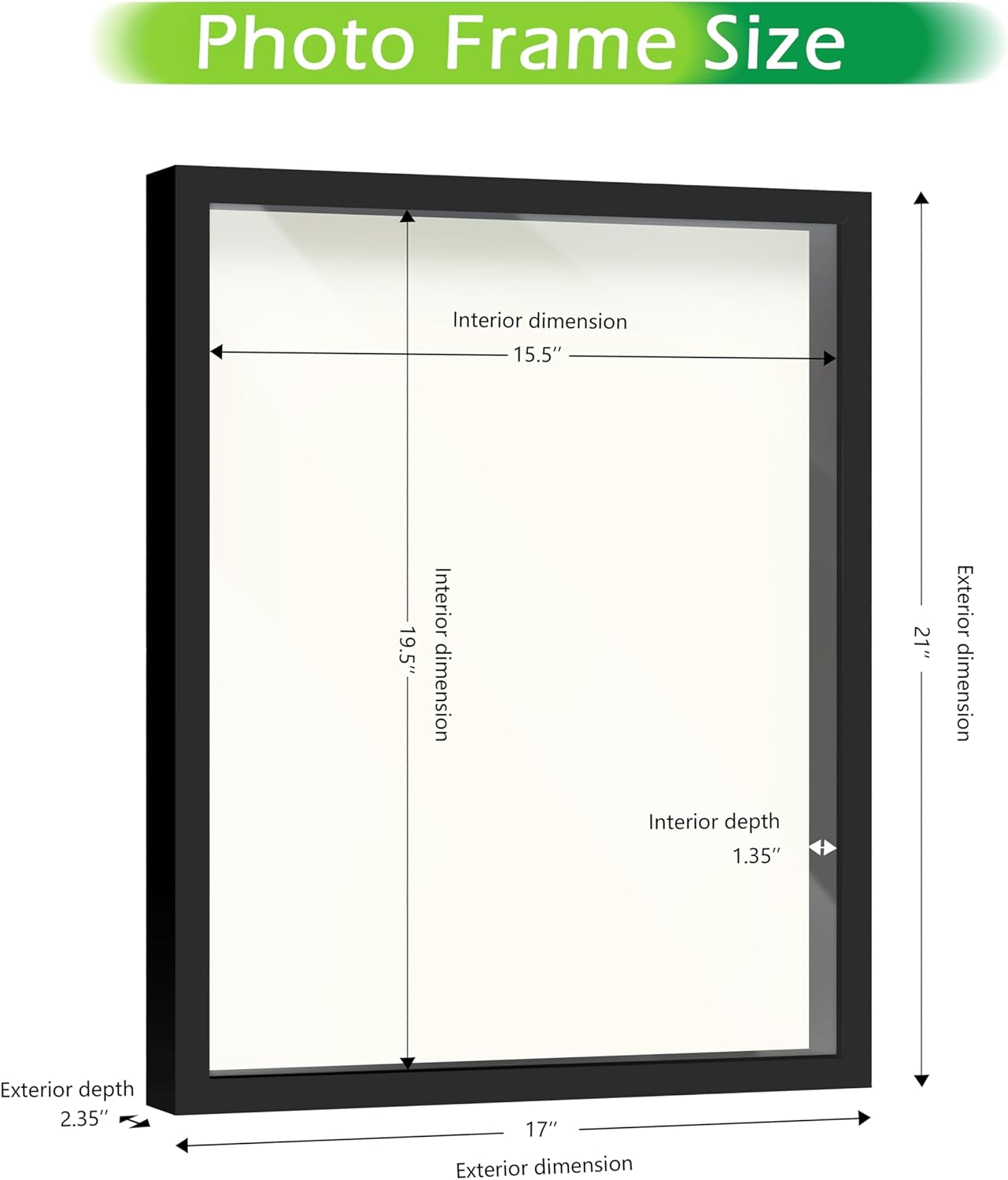 FrameWorks 16" x 20" Black Driftwood Wooden Shadow Box Frame – Soft Felt Back, Tempered Glass, and Included Elegant White Ball Push Pins
