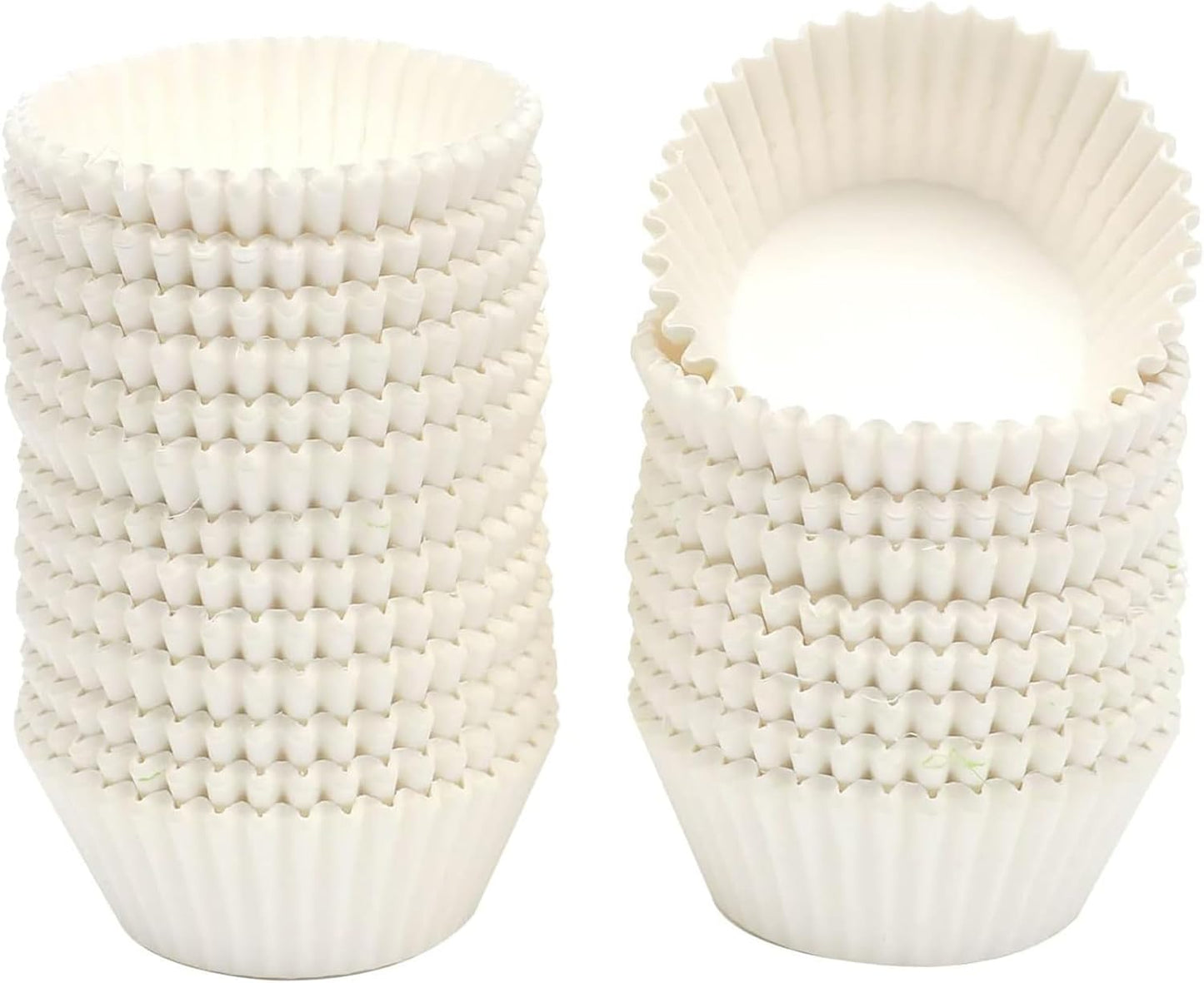 qiqee 300 Count Jumbo Cupcake Liners White Muffin Liners Food Grade Baking Cups Paper No Smells（Large Size）