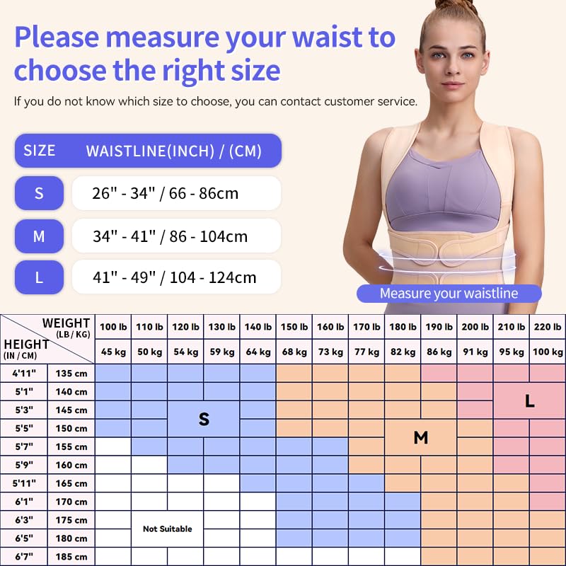 Fit Geno Back Brace Posture Corrector for Women and Men, Shoulder Straightener, Adjustable Full Back Support, Upper and Lower Back Pain Relief - Scoliosis, Hunchback, Hump, Thoracic, Spine Corrector (Multicolor, Large)