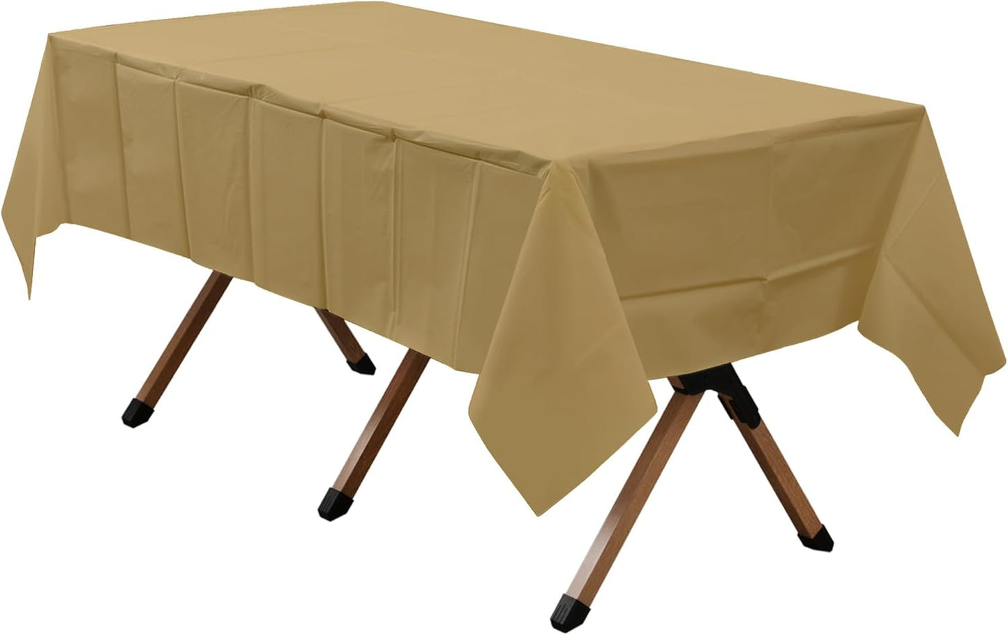 2 Pack Gold Premium Plastic Tablecloth Rectangle 54 x 108 Inches Reusable Shinning Harvest Gold Decorative Table Cover for Dining, Wedding, Party, Indoor and Outdoor use