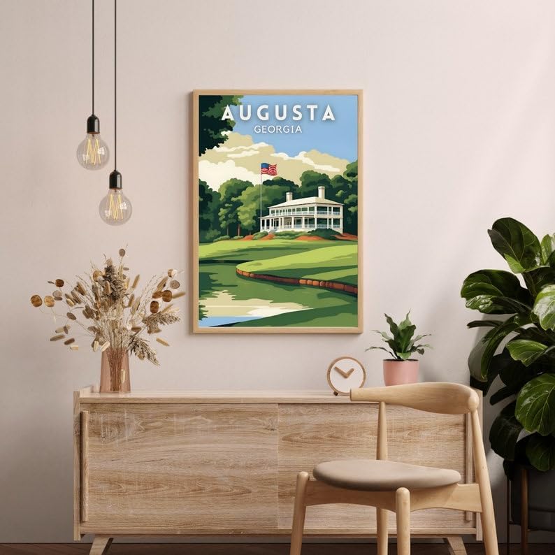 Nationcog Augusta Georgia Golf Poster, Vintage Travel Wall Art Print, Retro Southern Golf Landscape Decor, Classic Artwork Gift for Men or Golf Enthusiasts (Unframed) (20x30)