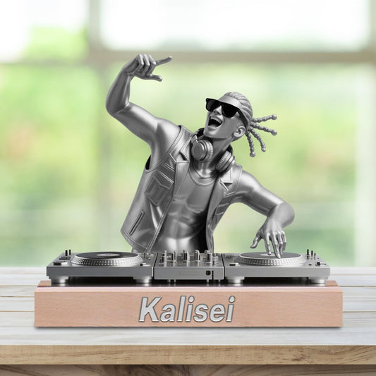 Personalized DJ Desk Ornament Music Studio Desk Name Plate Custom Name DJ Singer Figurine Trinket Musician Playing Discs Sign Music Lovers Acrylic Plaque Gift for Men Women
