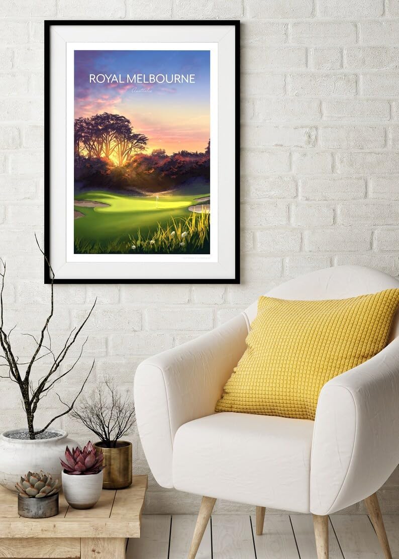 Nationcog Royal Melbourne Golf Poster, Australia- The West Course 5th Hole, Royal Melbourne Golf Course Poster, Australia Golf Art, Vintage Golf Print (Unframed) (16x24)