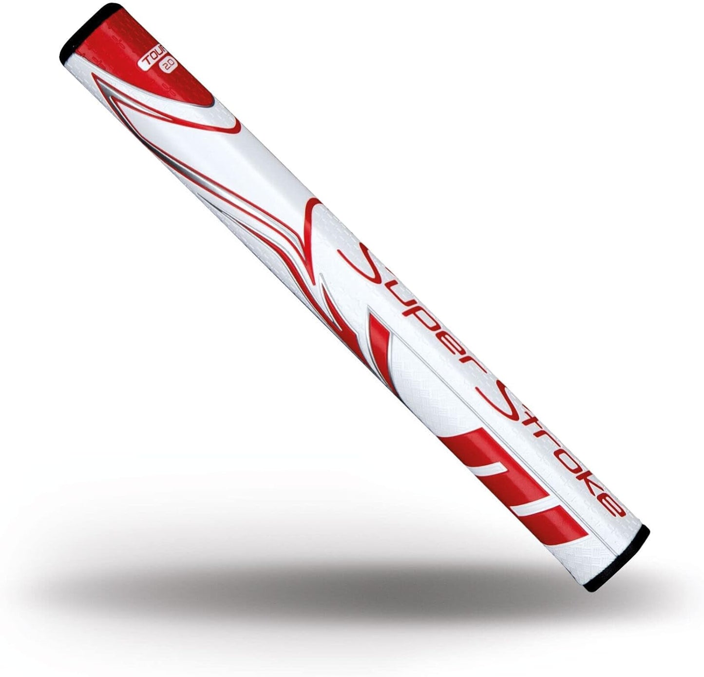 SuperStroke Zenergy Tour 2.0 Golf Putter Grip with No Taper Enhanced SPYNE Technology, New Multi-Zone Texturing and Tech-Port, White/Red